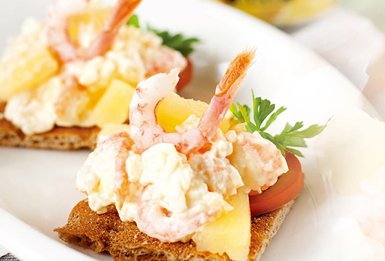 Shrimp,pineapple and cheese appetizer